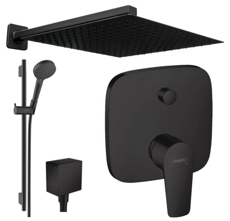 Hansgrohe und Jowi Duscharmatur Talis E, Unterputz Duschsystem mit Kopfbrause, Schwarz (Unterputz-Duschsystem, Set) Mattschwarz von Hansgrohe und Jowi