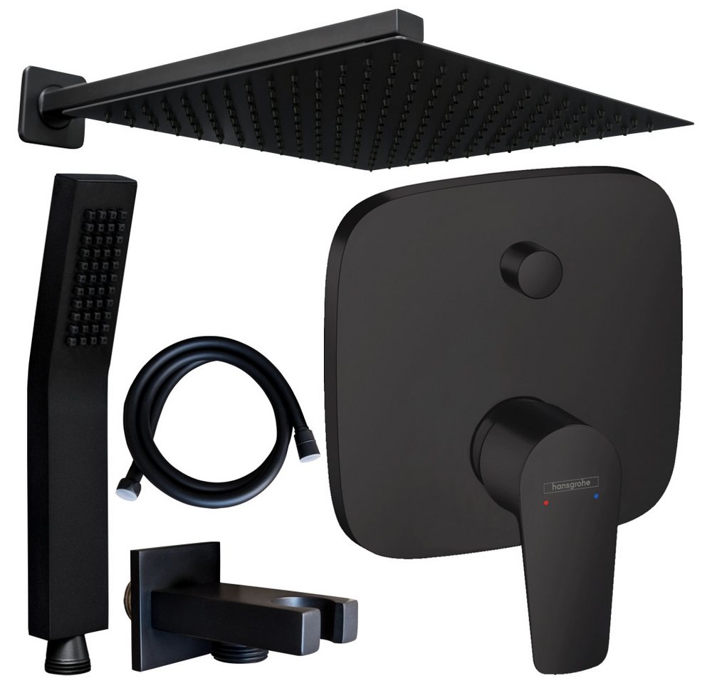 Hansgrohe und Jowi Duscharmatur Talis E Schwarz Unterputz Regendusche Kopfbrause Duschsystem (Unterputz-Duschsystem) Mattschwarz von Hansgrohe und Jowi