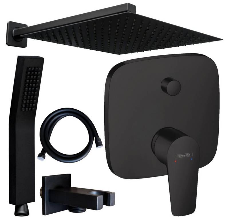 Hansgrohe und Jowi Duscharmatur Talis E Schwarz Unterputz Regendusche Kopfbrause Duschsystem (Unterputz-Duschsystem) Mattschwarz von Hansgrohe und Jowi