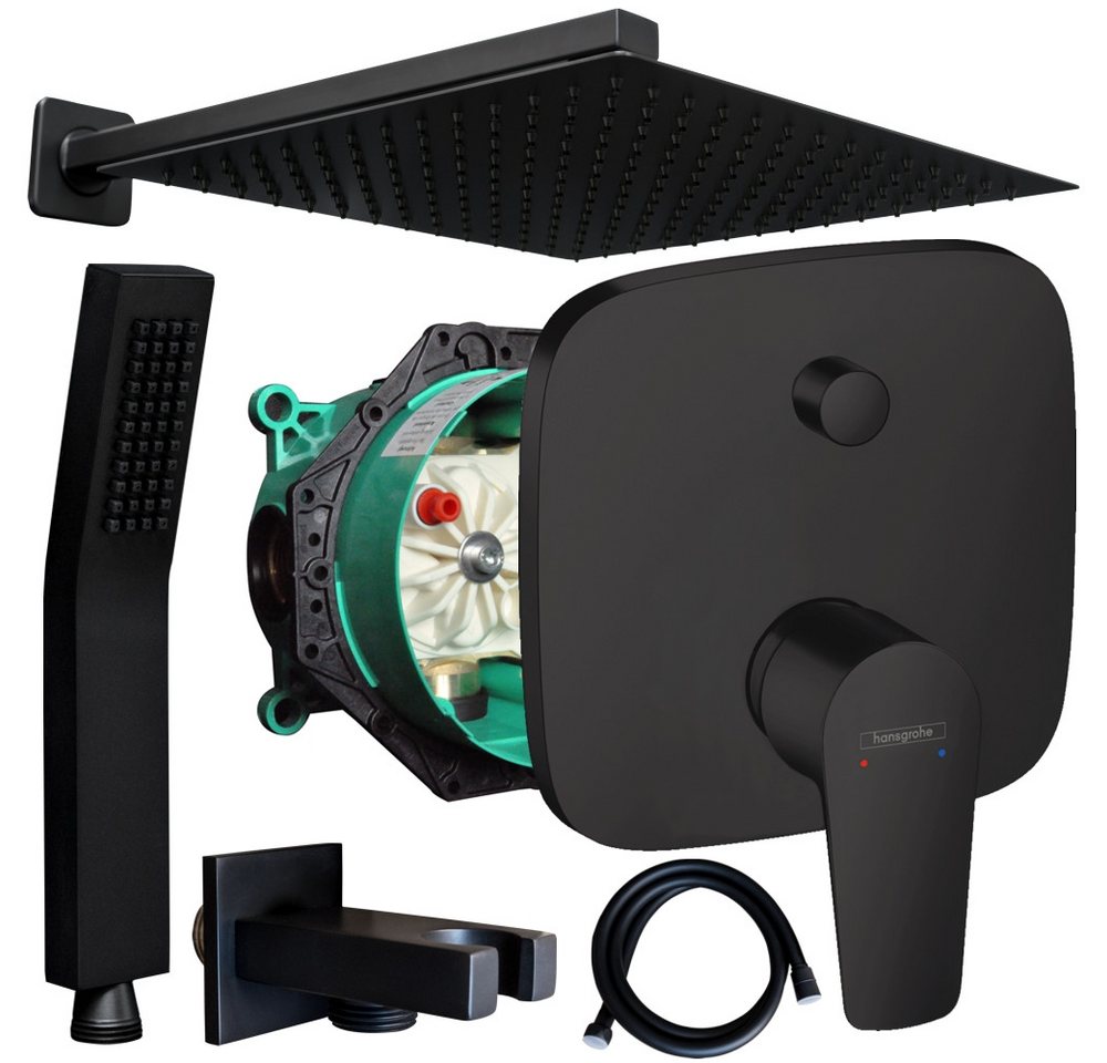Hansgrohe und Jowi Duscharmatur Talis E Schwarz Unterputz Regendusche Kopfbrause Duschsystem (Unterputz-Duschsystem) Mattschwarz von Hansgrohe und Jowi