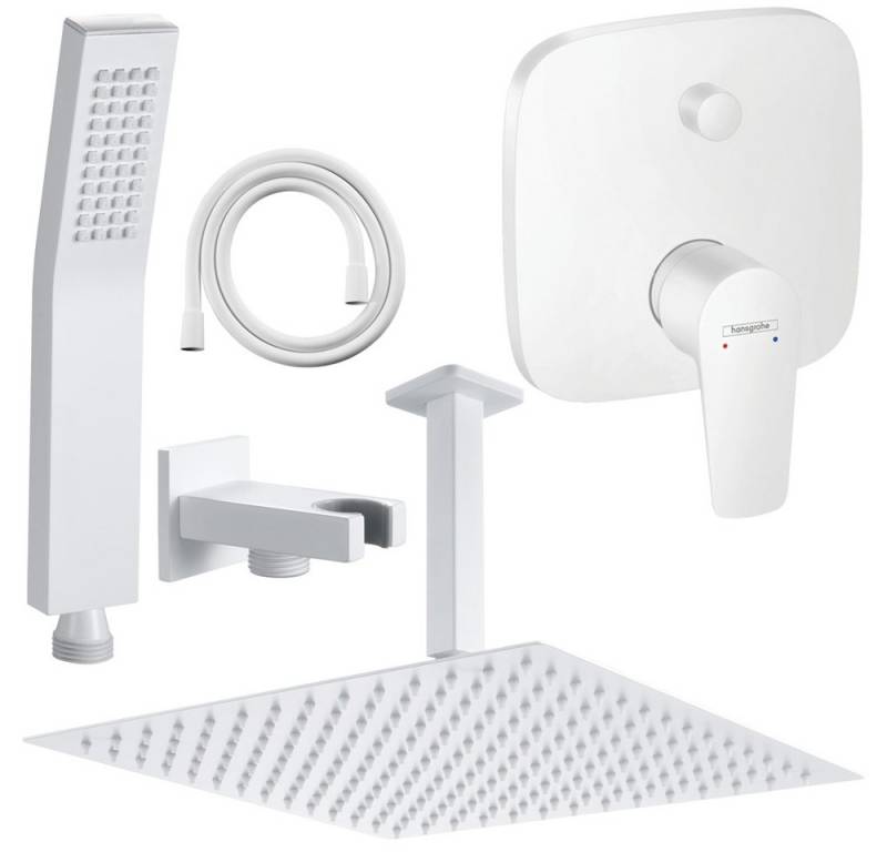 Hansgrohe und Jowi Duscharmatur Talis E Unterputz Duschsystem Weiß/Weiß Regendusche, Deckenanschluss (Unterputz-Duschsystem) Mattweiß von Hansgrohe und Jowi
