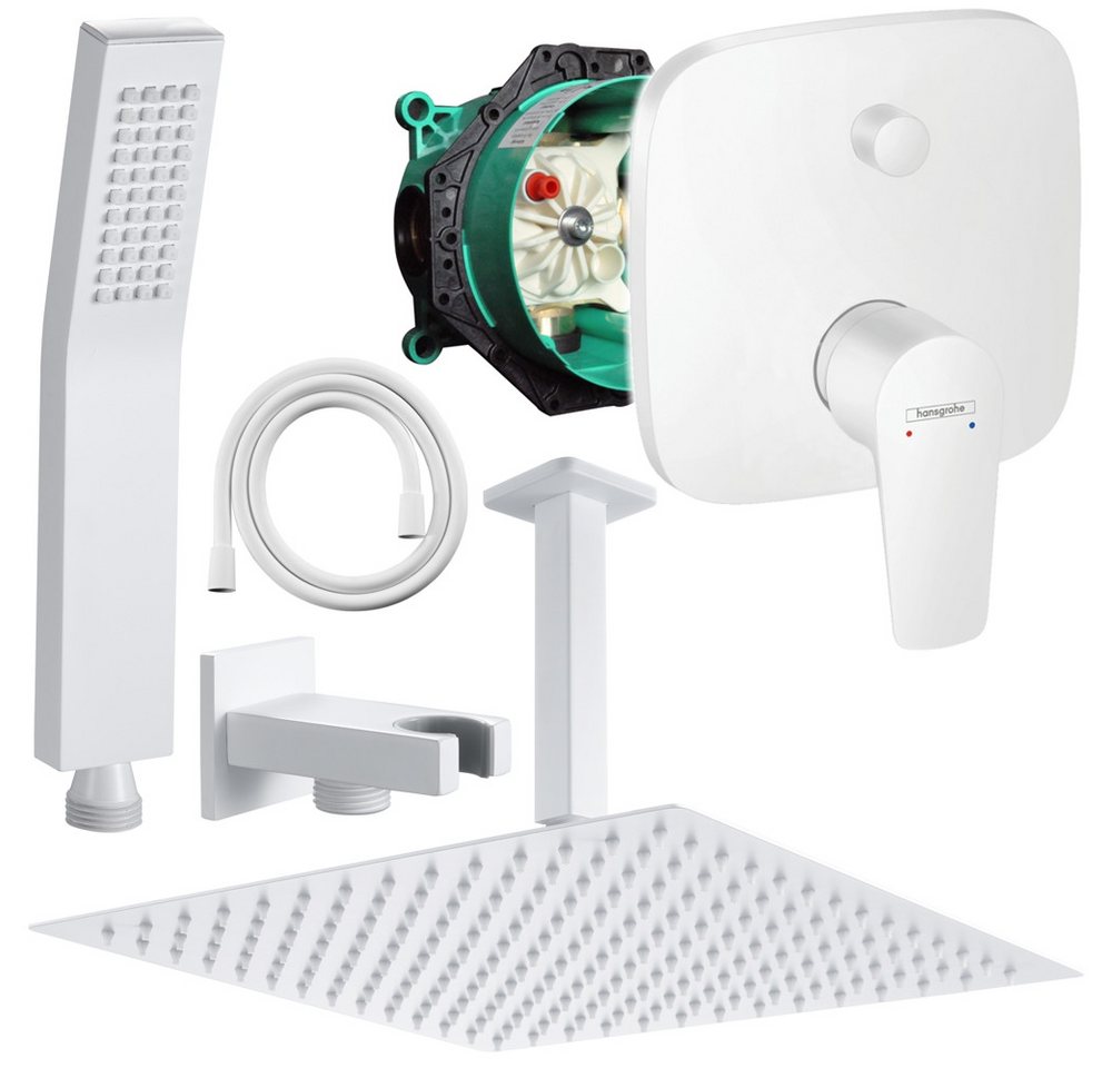 Hansgrohe und Jowi Duscharmatur Talis E Unterputz Duschsystem Weiß/Weiß Regendusche, Deckenanschluss (Unterputz-Duschsystem) Mattweiß von Hansgrohe und Jowi