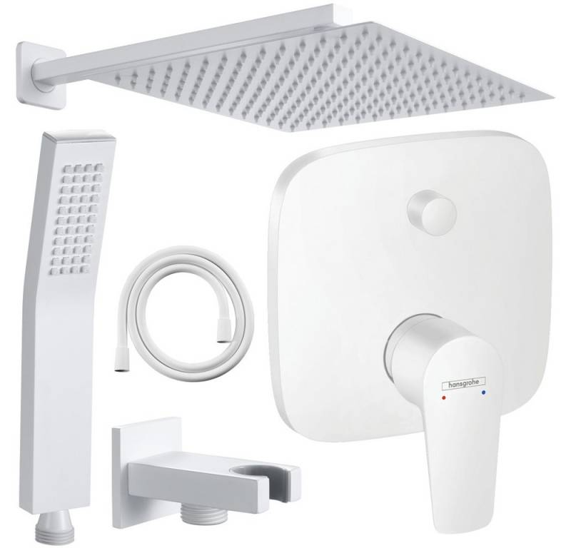 Hansgrohe und Jowi Duscharmatur Talis E Unterputz Duschsystem Weiß/Weiß Regendusche (Unterputz-Duschsystem, Set) Mattweiß, Farbe der Düsen: Weiß von Hansgrohe und Jowi