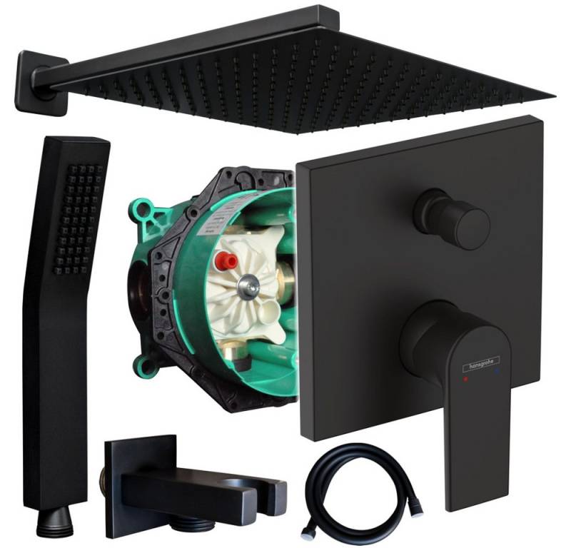 Hansgrohe und Jowi Duscharmatur Vernis Shape Unterputz Duscharmatur Schwarz [Gr. L/XXL] MJ25 (Unterputz-Duschsystem, Regendusche) Mattschwarz von Hansgrohe und Jowi