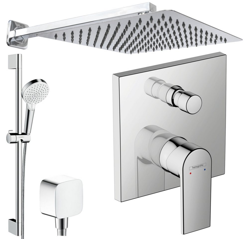 Hansgrohe und Jowi Duscharmatur Vernis Shape Unterputz Duschsystem mit Kopfbrause, Regendusche (Unterputz-Duschsystem, Set) mit Brausestange, 650mm von Hansgrohe und Jowi