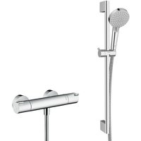 Hansgrohe - Ecostat Thermostatmischer-Set + 65 cm Stange + 2-Strahl-Handbrause + Brauseschlauch, Chrom (13211000-Lack) von Hansgrohe