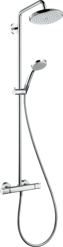 hansgrohe wassersparendes Duschsystem Croma 220 (Regendusche mit 4 Strahlarten, Duschkopf, Duschstange und Thermostat) chrom von hansgrohe