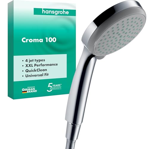 hansgrohe Croma 100 - Duschkopf, Handbrause mit 4 Strahlarten, runde Duschbrause (100 mm), Brausekopf mit Antikalk-Funktion, Chrom, 28535000 hansgrohe Croma 100 - Duschkopf, Handbrause mit 4 Strahlarten, runde Duschbrause (100 mm), Brausekopf mit Antikalk-Funktion, Chrom, 28535000 von hansgrohe