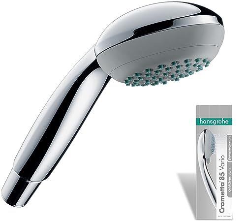 hansgrohe Crometta 85 - Duschkopf, Handbrause mit 2 Strahlarten, runde Duschbrause (⌀ 85 mm), Brausekopf mit Antikalk-Funktion, Chrom von hansgrohe