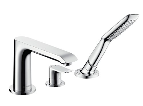 hansgrohe Metris 3-Loch Einhebel-Wannenrandarmatur, Chrom von hansgrohe