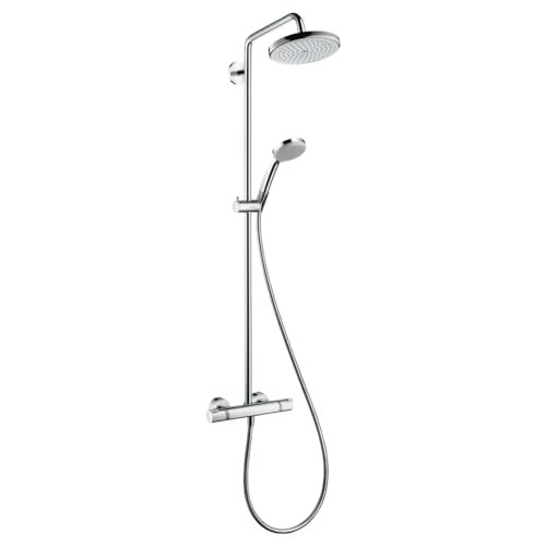 hansgrohe Duschsystem Croma 220 (Regendusche mit 4 Strahlarten, Duschkopf, Duschstange und Thermostat) chrom von hansgrohe