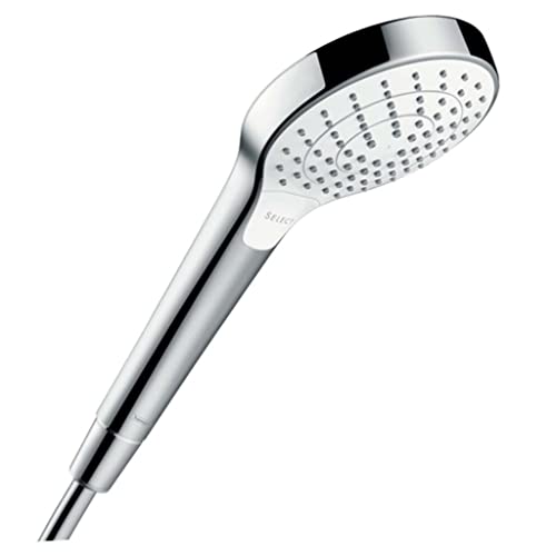 hansgrohe Croma Select S - Duschkopf, Handbrause mit 3 Strahlarten, runde Duschbrause (⌀ 110 mm), Brausekopf mit Antikalk-Funktion, Weiß/Chrom von hansgrohe