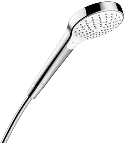 hansgrohe Croma Select S - Duschkopf, Handbrause mit 3 Strahlarten, runde Duschbrause (⌀ 110 mm), Brausekopf mit Antikalk-Funktion, Weiß/Chrom von hansgrohe