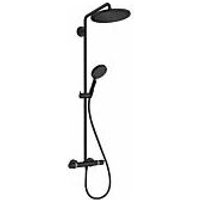 Hansgrohe - Croma Select s Showerpipe 280 1jet EcoSmart 9 l/min mit Thermostat und Handbrause Raindance Select s 120 3jet, Farbe: Schwarz Matt von Hansgrohe