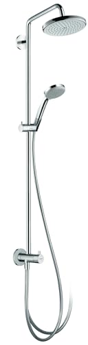 hansgrohe Croma - Duschsystem ohne Armatur, Regendusche (220 mm) mit Umsteller, Handbrause (4 Strahlarten), Schlauch, Brausestange und runder Kopfbrause (1 Strahlart), Chrom, 27224000 hansgrohe Croma - Duschsystem ohne Armatur, Regendusche (220 mm) mit Umsteller, Handbrause (4 Strahlarten), Schlauch, Brausestange und runder Kopfbrause (1 Strahlart), Chrom, 27224000 von hansgrohe