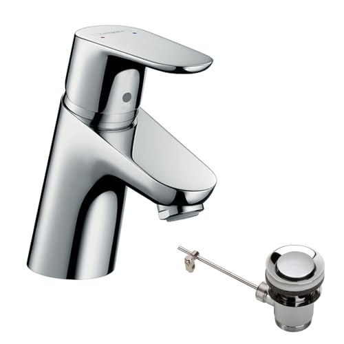 hansgrohe Wasserhahn Focus (Armatur mit Auslauf Höhe 70mm und Zugstangen-Ablaufgarnitur) Chrom von hansgrohe