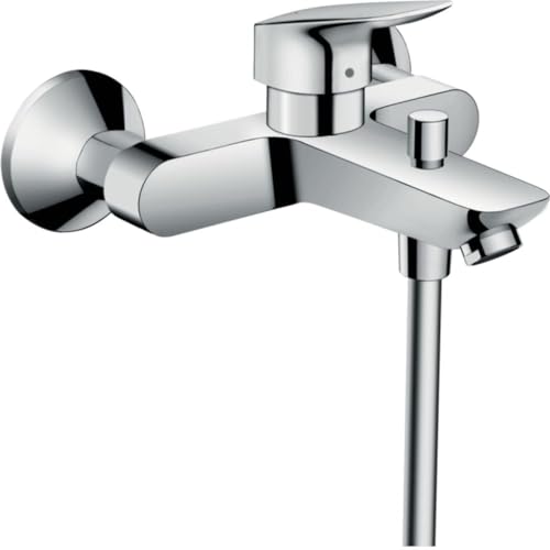 hansgrohe Logis - Badewannenarmatur Aufputz für 2 Verbraucher, Mischbatterie Badewanne mit Auslauf Länge 19,4 cm, Einhebelmischer Wanne, Chrom von hansgrohe