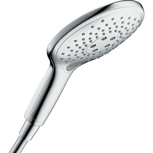 hansgrohe Raindance Select S - Duschkopf, Handbrause mit 3 Strahlarten, runde Duschbrause (⌀ 150 mm), Brausekopf mit Antikalk-Funktion, Chrom von hansgrohe