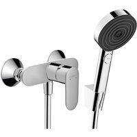 Hansgrohe Varnish Blend Set Brausebatterie + XXL-Handbrause 105 mm 3 Strahlarten + Brauseschlauch 125 cm, Wandhalterung von Hansgrohe