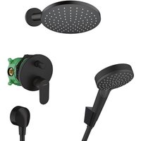 Hansgrohe Vernis Blend All-in-One Duschset mit 2-strahliger Handbrause + Arm und Kopfbrause 20cm, Mattschwarz Hansgrohe Vernis Blend All-in-One Duschset mit 2-strahliger Handbrause + Arm und Kopfbrause 20cm, Mattschwarz von Hansgrohe