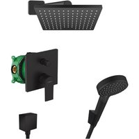 Vernis Shape All-in-One Duschset mit Kopfbrause 230 + Handbrause mit 2 Strahlarten, Mattschwarz (VernisShapeNoirMat-2) - Hansgrohe von Hansgrohe