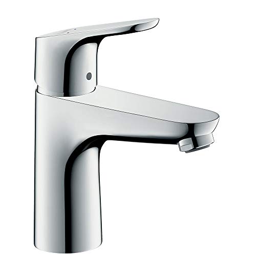 hansgrohe Wasserhahn Focus Einhebel-Waschtischarmatur für geringen Durchfluss, Auslauf Höhe 100mm mit Zugstangen-Ablaufgarnitur, Chrom von hansgrohe