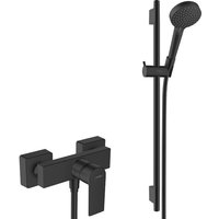 Varnish Shape Brausegarnitur mit Brausebatterie + 2-Strahl-Handbrause + 65-cm-Stange, Mattschwarz (71650670-Vernis) - Hansgrohe von Hansgrohe