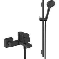 Varnish Shape Wannen-/Brausemischer-Set + 2-Strahl-Handbrause + 65-cm-Stange, Mattschwarz (71450670-Vernis) - Hansgrohe von Hansgrohe