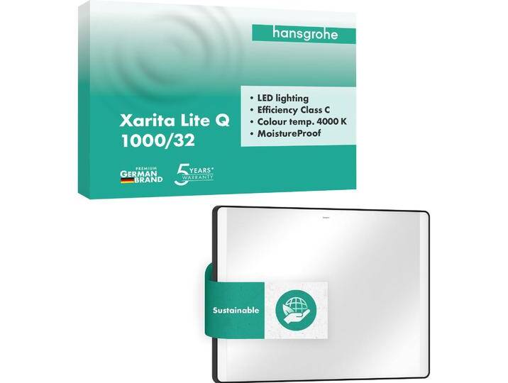 hansgrohe, Spiegelschrank, Xarita Lite Q Spiegel, seitliche LED-Belechtung, 1000x30x700mm, Wandschalter hansgrohe, Spiegelschrank, Xarita Lite Q Spiegel, seitliche LED-Belechtung, 1000x30x700mm, Wandschalter von Hansgrohe