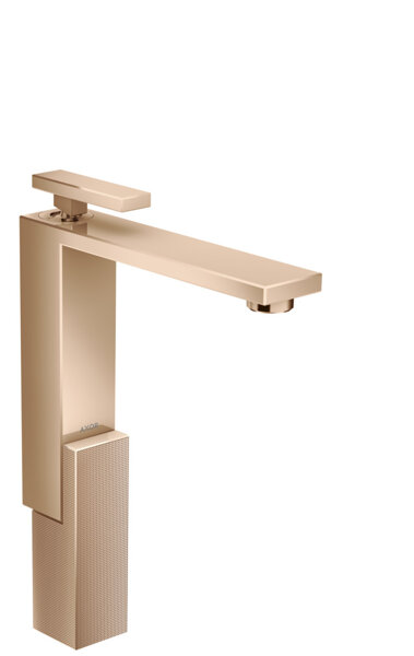 hansgrohe AXOR Edge Einhebel-Waschtischmischer 280 mit Push-Open Ablaufgarnitur, Diamantschliff, Farbe: Polished Red Gold von Hansgrohe