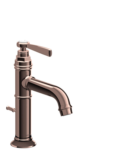 hansgrohe AXOR Montreux Einhebel-Waschtischmischer 100, Zugstangen-Ablaufgarnitur, Ausladung 142mm, Farbe: Polished Red Gold von Hansgrohe