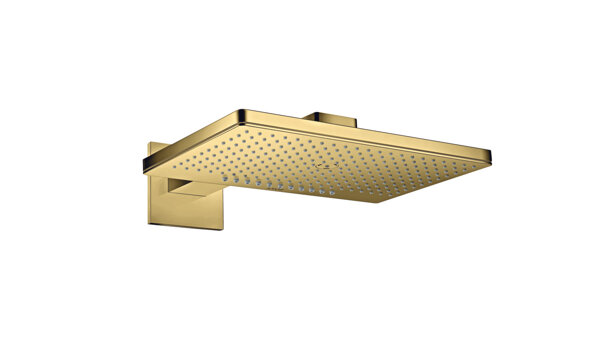 hansgrohe AXOR ShowerSolutions Kopfbrause 460/300 2jet, Brausearm, eckige Rosette, Farbe: Polished Gold Optic von Hansgrohe