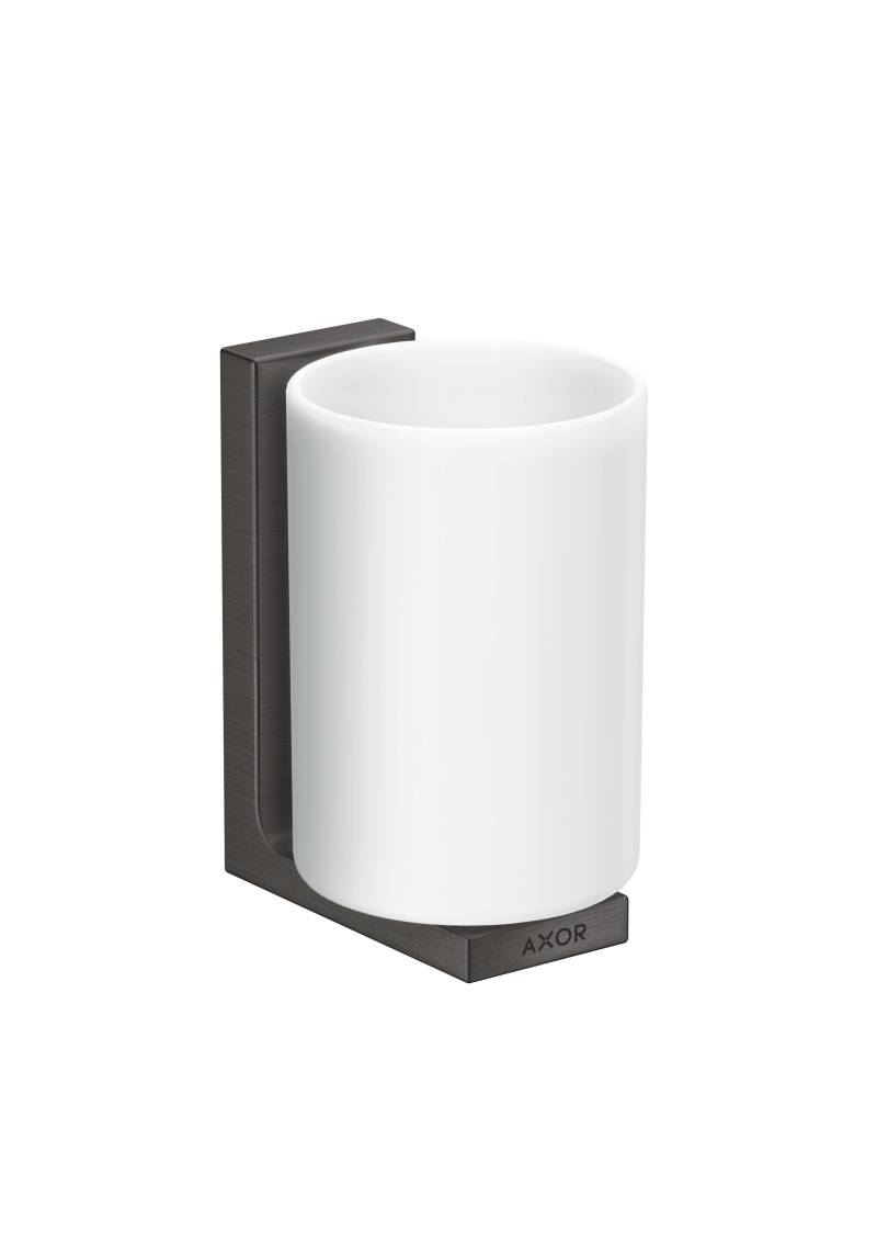 hansgrohe AXOR UNIVERSAL Rectangular Zahnputzbecher, Metall, Glas weiß, 42604340 von Hansgrohe