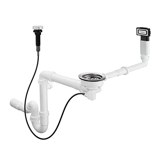 hansgrohe Automatische Ab- und Überlaufgarnitur für Einzelbecken, granit chrom, D16-11 von hansgrohe