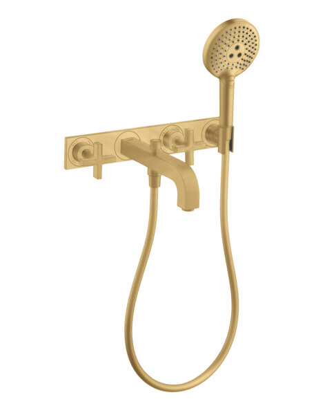 hansgrohe Axor Citterio 3-Loch Wannenarmatur mit Kreuzgriffen 39441, Farbe: Brushed Gold Optic von Hansgrohe