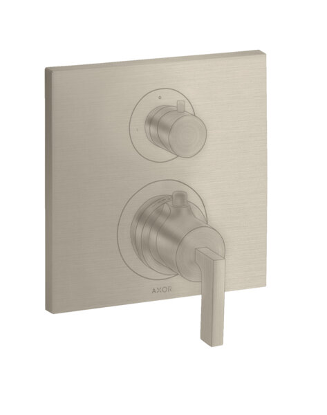 hansgrohe Axor Citterio Thermostat Unterputz mit Absperrventil, Hebelgriffe,1 Verbraucher, Farbe: Brushed Nickel von Hansgrohe