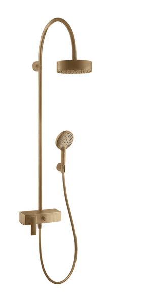 hansgrohe Axor Starck ShowerSolutions Showerpipe mit Einhebelmischer und 1jet Kopfbrause, Farbe: Brushed Bronze von Hansgrohe