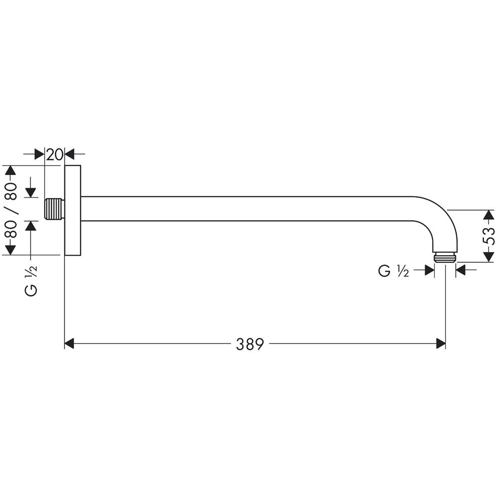 hansgrohe Brausearm E DN15 390mm chrom 27446000 von Hansgrohe