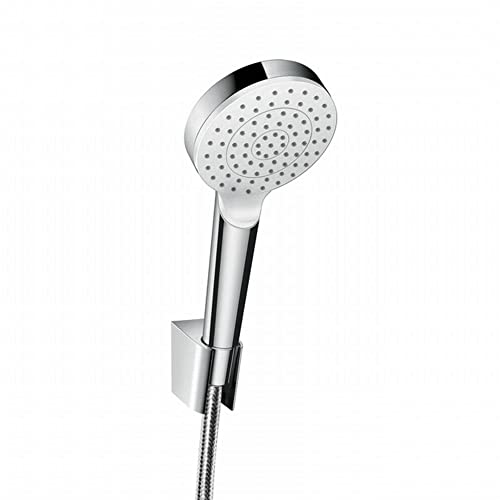 hansgrohe Crometta Duschhalterset, mit Duschschlauch, 1,25 m, wassersparend, Weiß/Chrom von hansgrohe