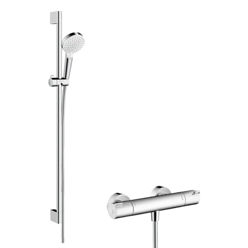 hansgrohe Crometta Theromstatset 0,90m, 2 Strahlarten, Weiß/Chrom von hansgrohe