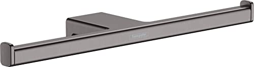 hansgrohe AddStoris - Toilettenpapierhalter doppelt, Klopapierhalter für Wandmontage, Klorollenhalter, verdeckte Befestigung, Badezimmer Zubehör, Brushed Black Chrome, 41748340 von hansgrohe