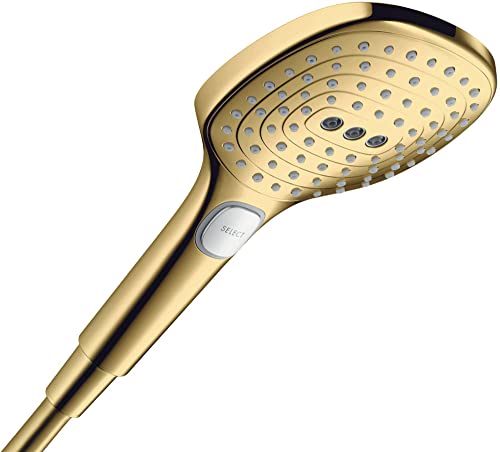 hansgrohe Duschkopf Raindance Select E, Handbrause 120mm, 3 Strahlarten, Polished Gold Optic von hansgrohe