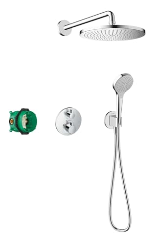 hansgrohe Duschset Croma E Unterputz (6 in 1), Duschsystem mit Kopfbrause, Duschthermostat, Duschkopf, Duschschlauch inkl. Grundkörper und Halterungen, Chrom von hansgrohe