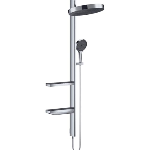 hansgrohe Duschsystem Rainfinity Regendusche 360 Unterputz (Kopfbrause, Duschkopf, Duschstange, Thermostat, Schlauch, Ablagen, 3 Strahlarten) Chrom von hansgrohe