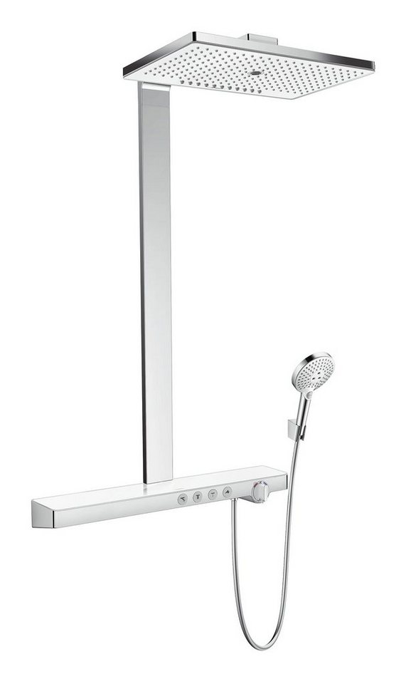 hansgrohe Duschsystem Rainmaker Select Showerpipe, Höhe 109 cm, 3 Strahlart(en), 460 3jet EcoSmart 9 l/min mit Thermostat Weiß / Chrom von Hansgrohe