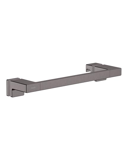 hansgrohe AddStoris - Duschtürgriff, Haltegriff Dusche, Handtuchhalter, Badetuchhalter, verdeckte Befestigung, Badezimmer Zubehör, Brushed Black Chrome, 41759340 von hansgrohe