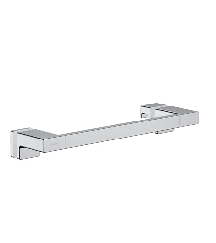 hansgrohe AddStoris - Duschtürgriff, Haltegriff Dusche, Handtuchhalter, Badetuchhalter, verdeckte Befestigung, Badezimmer Zubehör, Chrom, 41759000 von hansgrohe