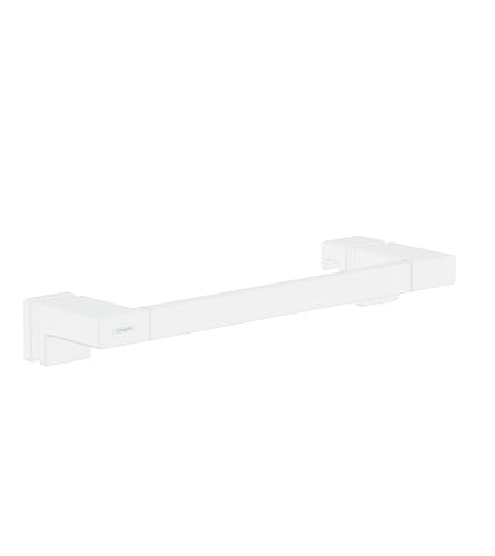 hansgrohe AddStoris - Duschtürgriff, Haltegriff Dusche, Handtuchhalter, Badetuchhalter, verdeckte Befestigung, Badezimmer Zubehör, Mattweiß, 41759700 von hansgrohe