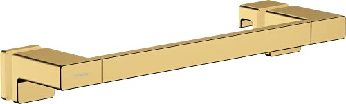 hansgrohe AddStoris - Duschtürgriff, Haltegriff Dusche, Handtuchhalter, Badetuchhalter, verdeckte Befestigung, Badezimmer Zubehör, Polished Gold Optic, 41759990 von hansgrohe