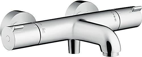 hansgrohe Ecostat - Wannenthermostat Aufputz, Wannenarmatur mit Sicherheitssperre (SafetyStop) bei 40° C, rundes Thermostat für die Badewanne, Mischbatterie für 2 Verbraucher, Chrom von hansgrohe